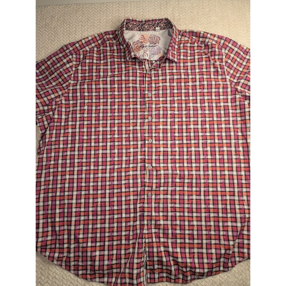 Robert Graham 5XL Plaid Button Down Shirt Mens Short Sleeve - Picture 1 of 10